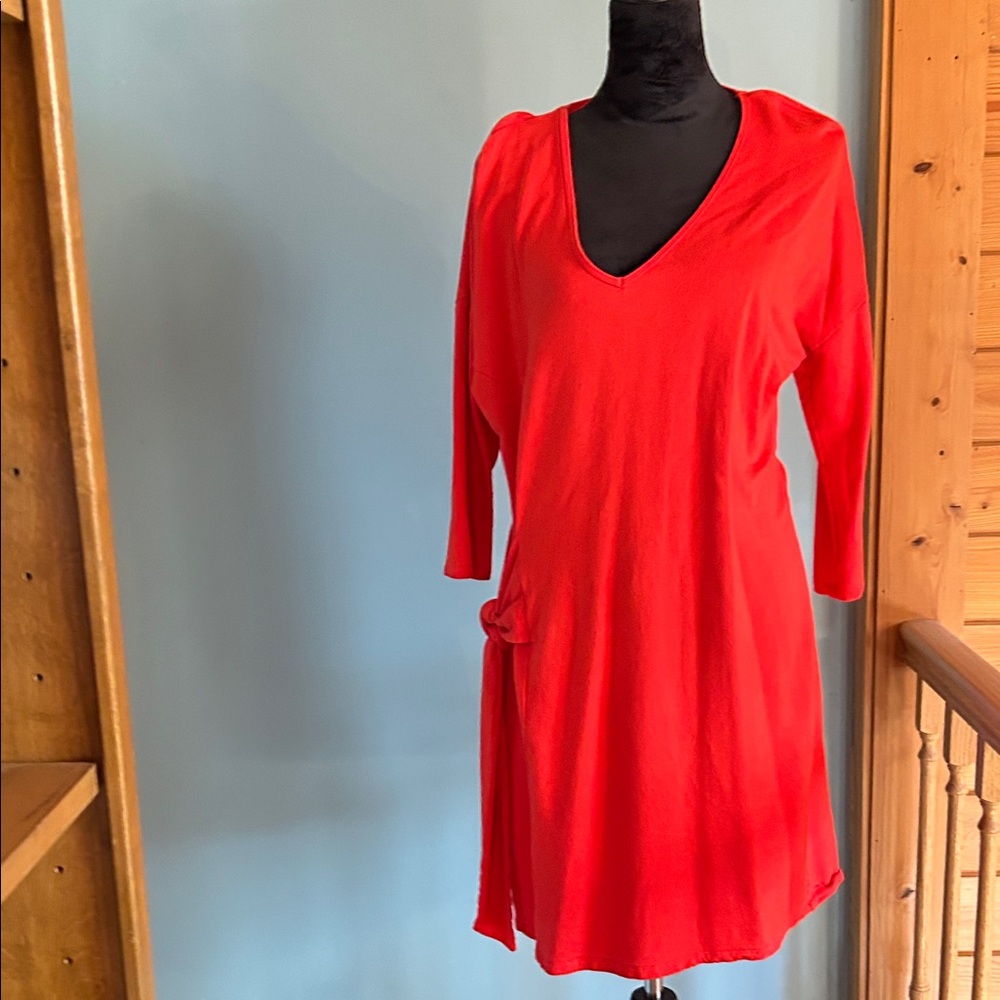 Tommy Bahama Red and Black V-Neck Dress